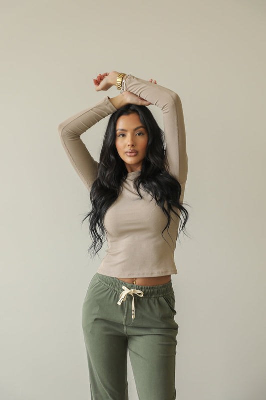 Ribbed Round Neck Long Sleeve Top (CAPELLA)-0