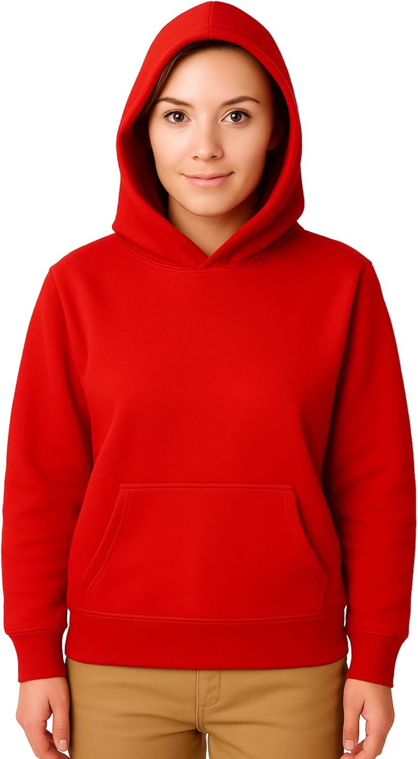 Light Weight Pullover Hoodie, 100% Polyester Fleece, Plain Sweatshirt for Men and Women, Regular Fit-0