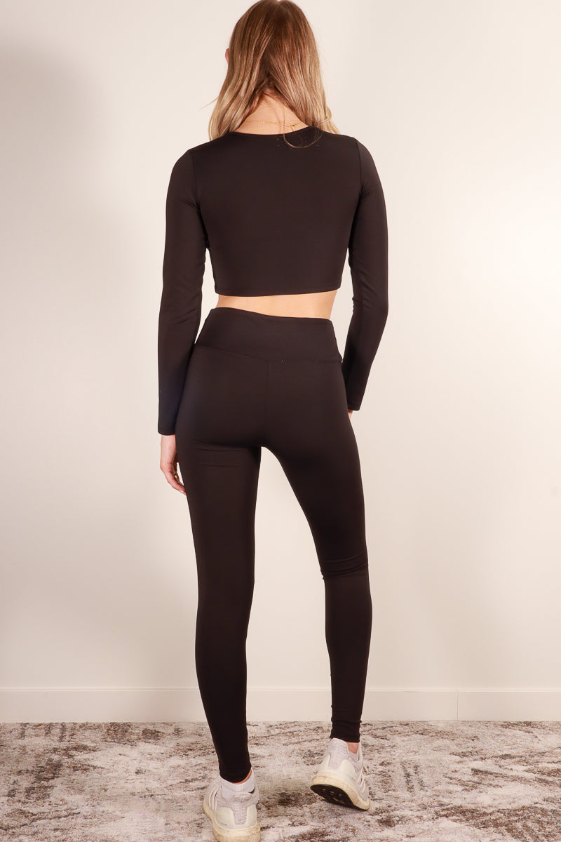 Long Sleeve Crop Top & High Waist Leggings Activewear Set (CAPELLA)-3