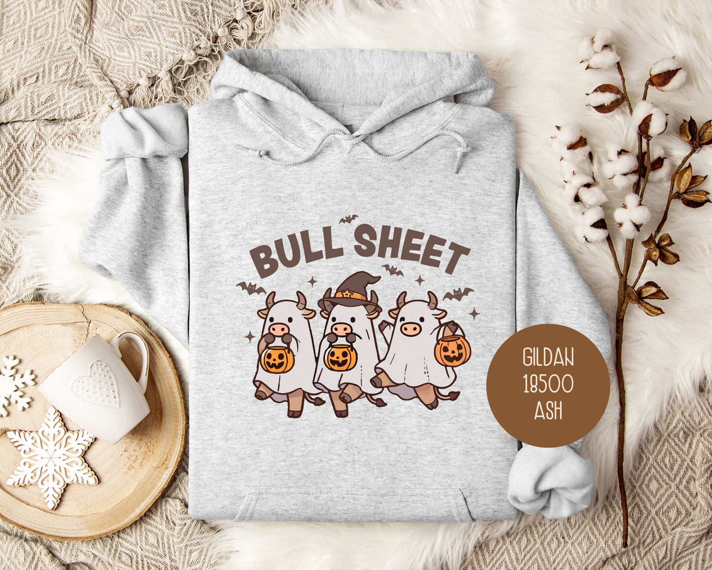 Bull Sheet Cute Ghost Cow Hoodie-2