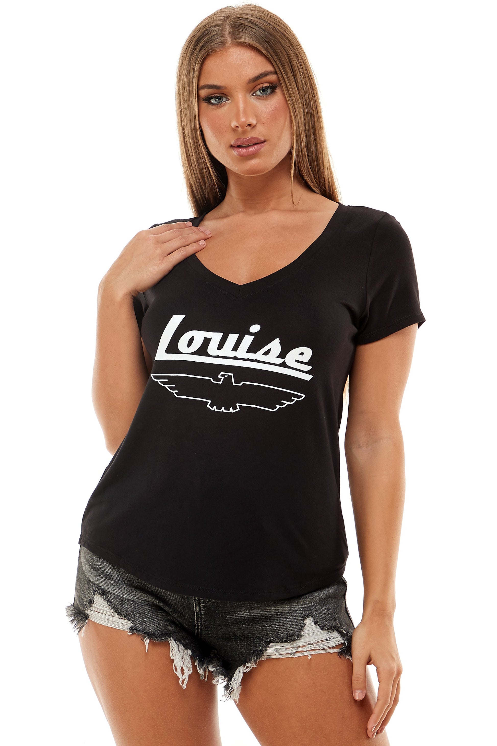 THELMA AND LOUISE SHORT SLEEVE V NECK~ LOUISE-0