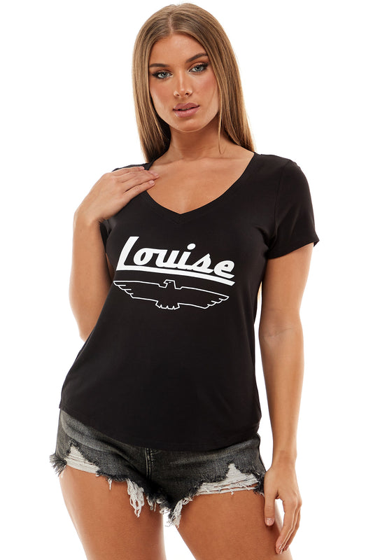 THELMA AND LOUISE SHORT SLEEVE V NECK~ LOUISE-0
