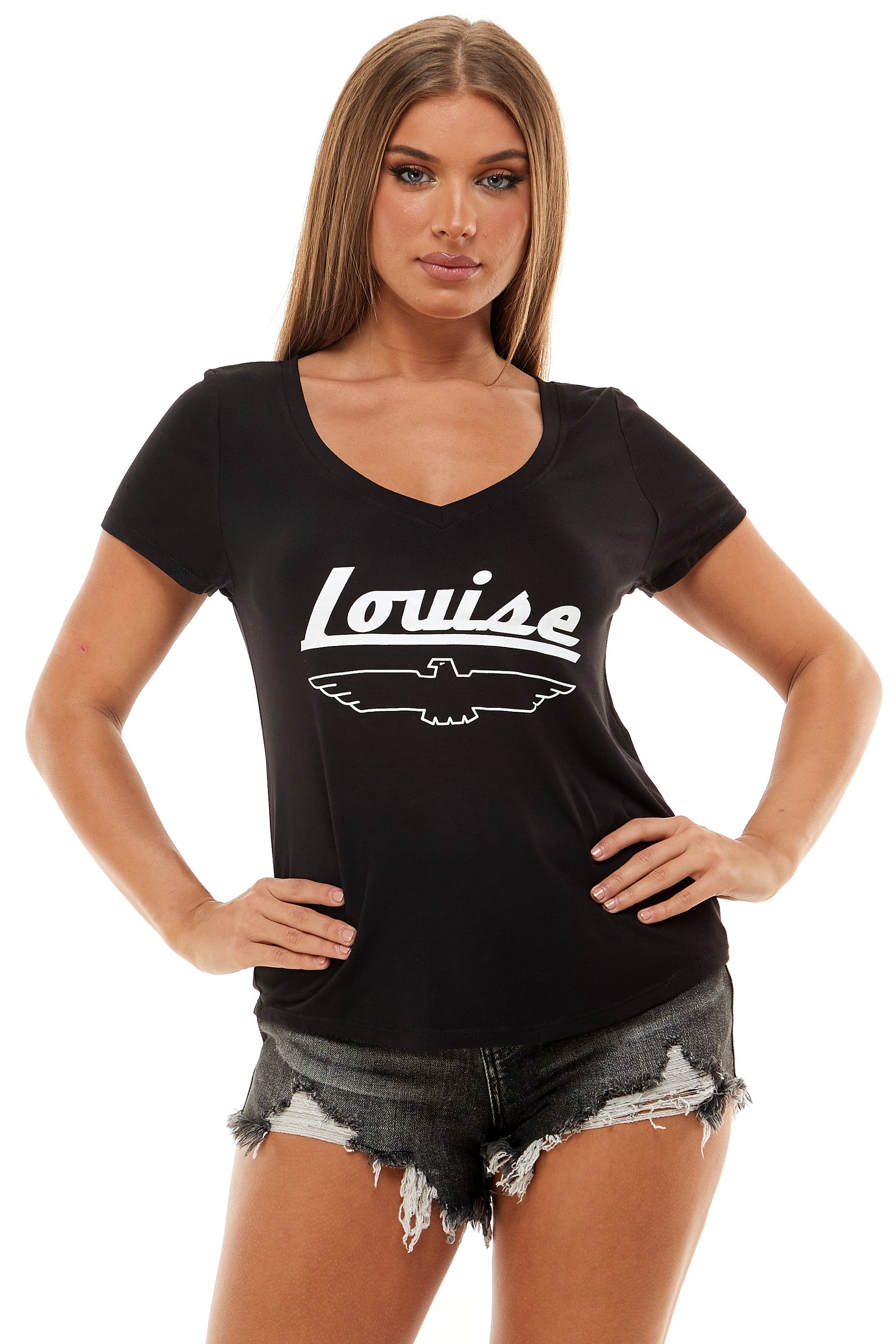 THELMA AND LOUISE SHORT SLEEVE V NECK~ LOUISE-1