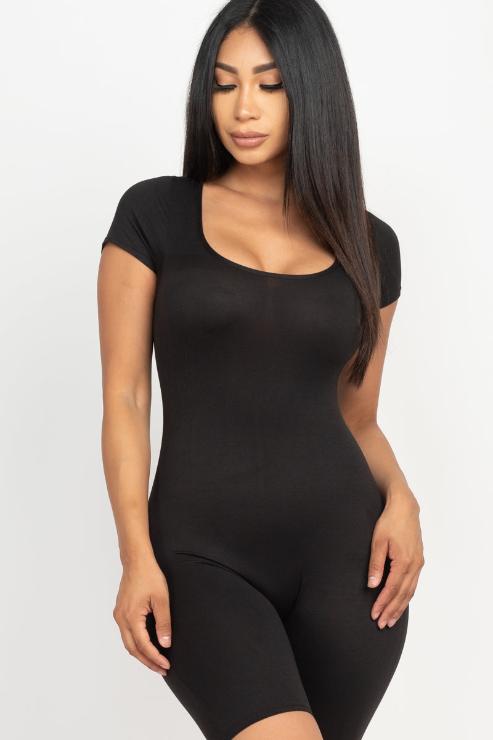 Short Sleeve Scoop Neck Bodycon Romper (CAPELLA)-5
