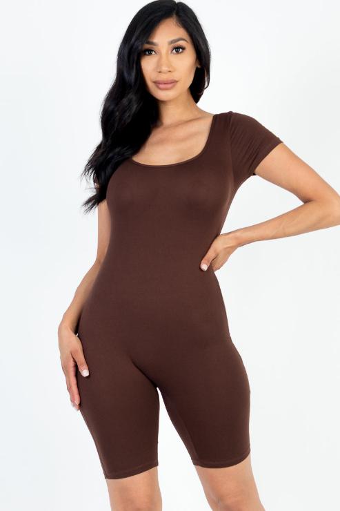 Short Sleeve Scoop Neck Bodycon Romper (CAPELLA)-10