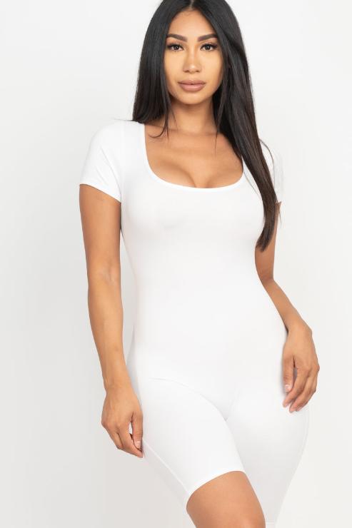 Short Sleeve Scoop Neck Bodycon Romper (CAPELLA)-18
