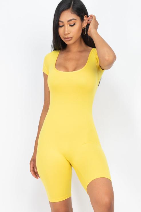 Short Sleeve Scoop Neck Bodycon Romper (CAPELLA)-19