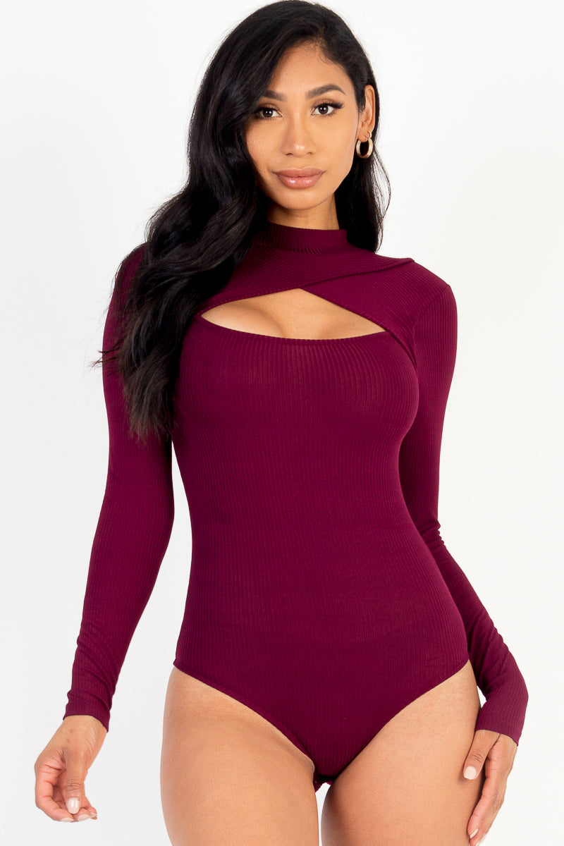 Front Cutout Long Sleeve Bodysuit (CAPELLA)-6
