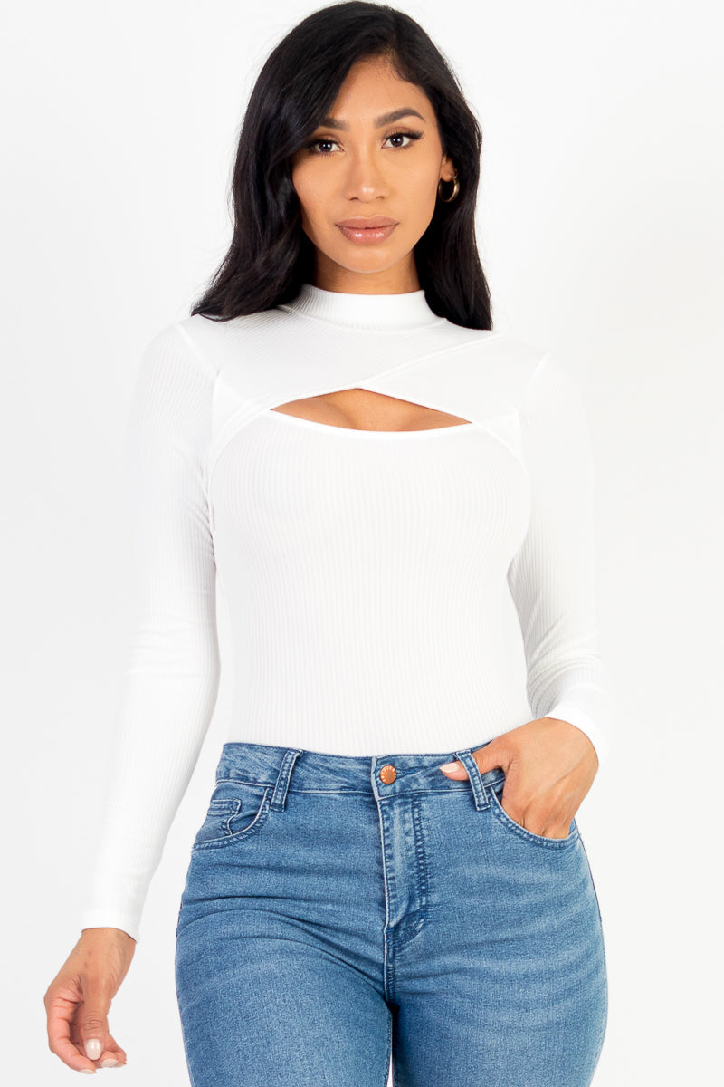 Front Cutout Long Sleeve Bodysuit (CAPELLA)-8