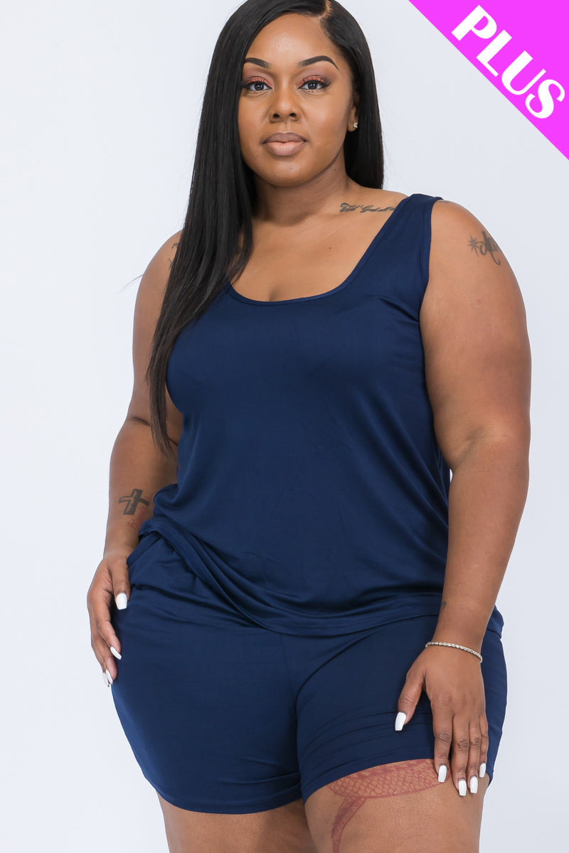 Plus Comfy Tank Top & Shorts Set (CAPELLA)-11