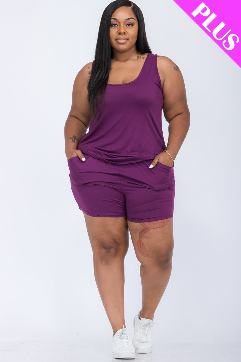 Plus Comfy Tank Top & Shorts Set (CAPELLA)-4