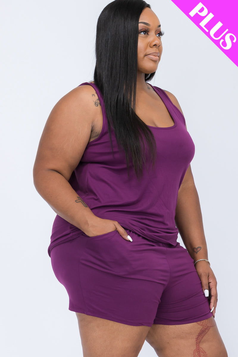 Plus Comfy Tank Top & Shorts Set (CAPELLA)-1