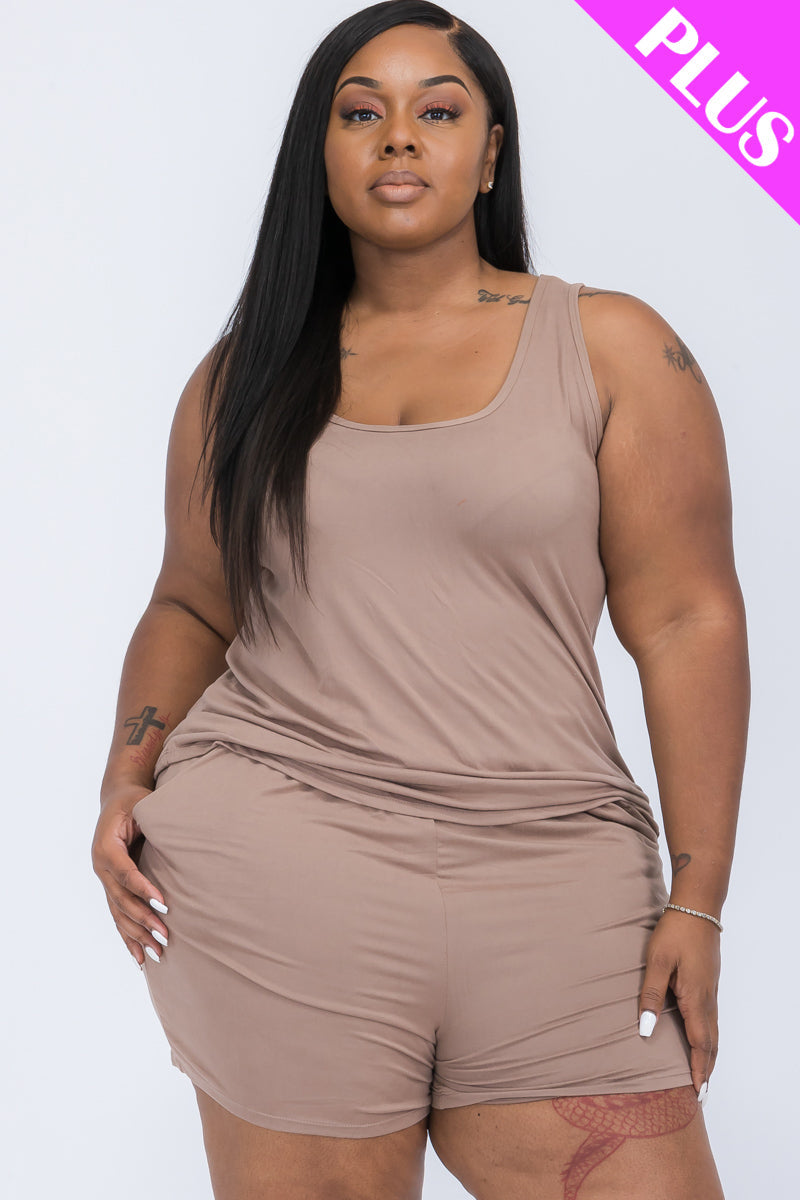 Plus Comfy Tank Top & Shorts Set (CAPELLA)-13