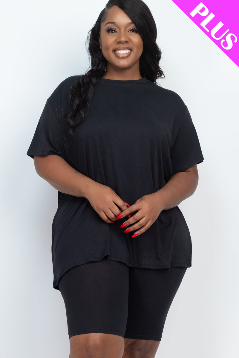 Plus Size Loose Fit Top&Biker Shorts Set (CAPELLA)-5