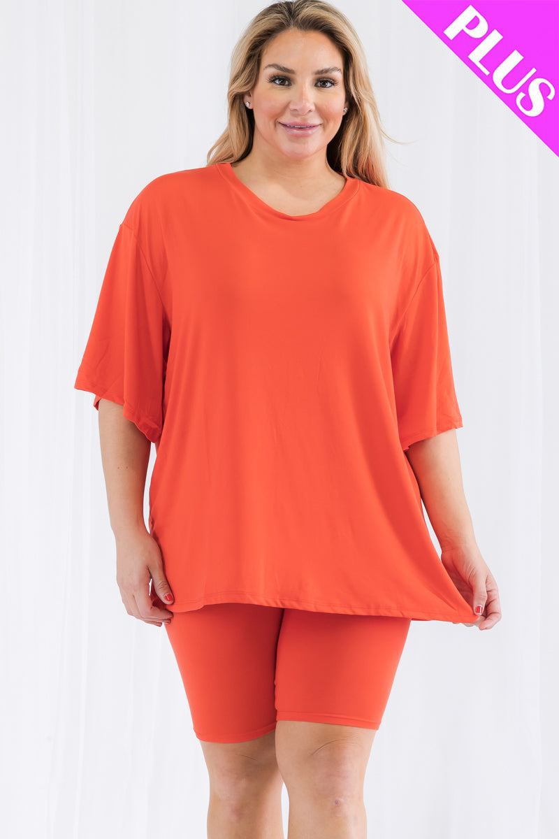 Plus Size Loose Fit Top&Biker Shorts Set (CAPELLA)-8