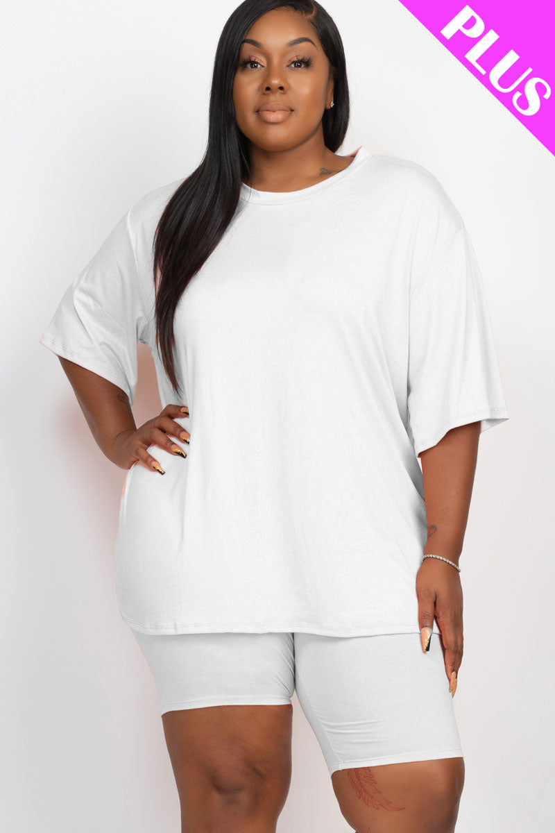 Plus Size Loose Fit Top&Biker Shorts Set (CAPELLA)-10