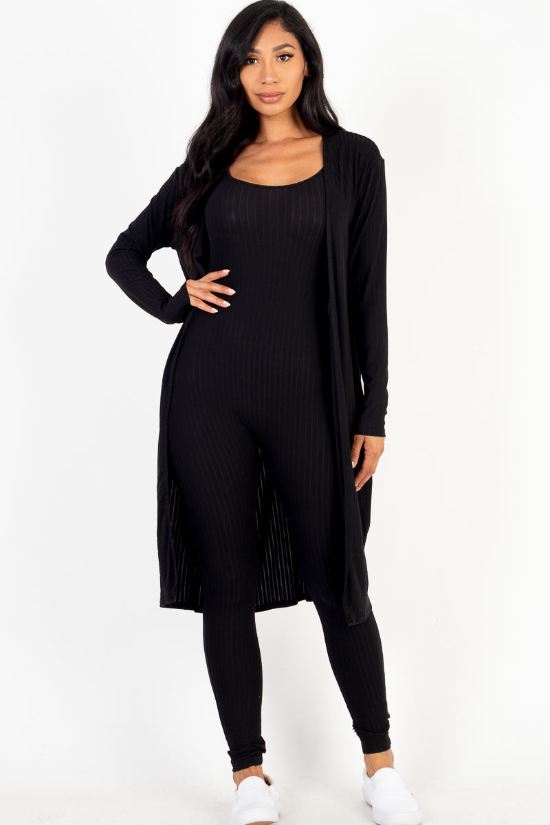 Ribbed Cardigan & Jumpsuit Set (CAPELLA)-5