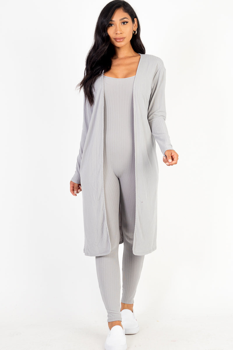 Ribbed Cardigan & Jumpsuit Set (CAPELLA)-6