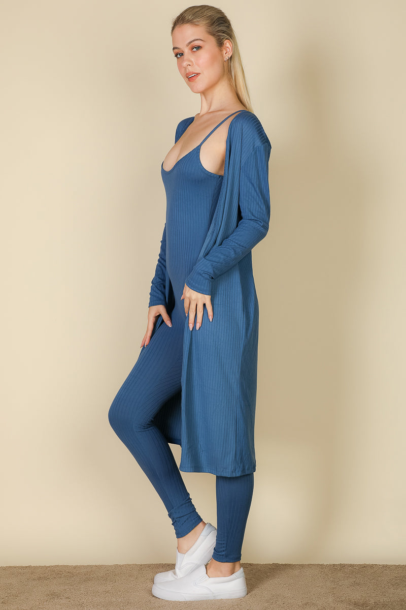 Ribbed Cardigan & Jumpsuit Set (CAPELLA)-3