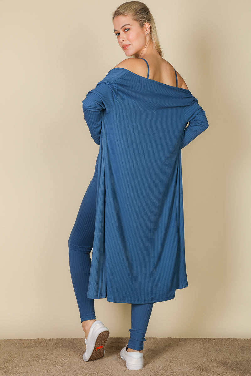 Ribbed Cardigan & Jumpsuit Set (CAPELLA)-4