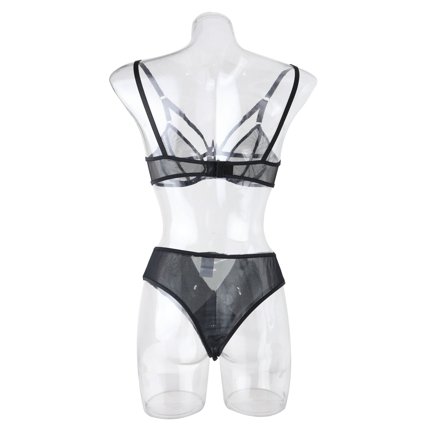 Chic Sexy Lingerie Mesh Bra Set with Cross Hollow Panty - Wholesale Lingerie-6