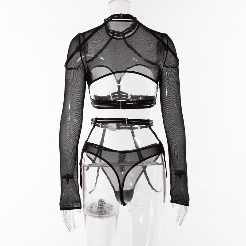 Mesh See-through Sexy Lingerie Set Back View