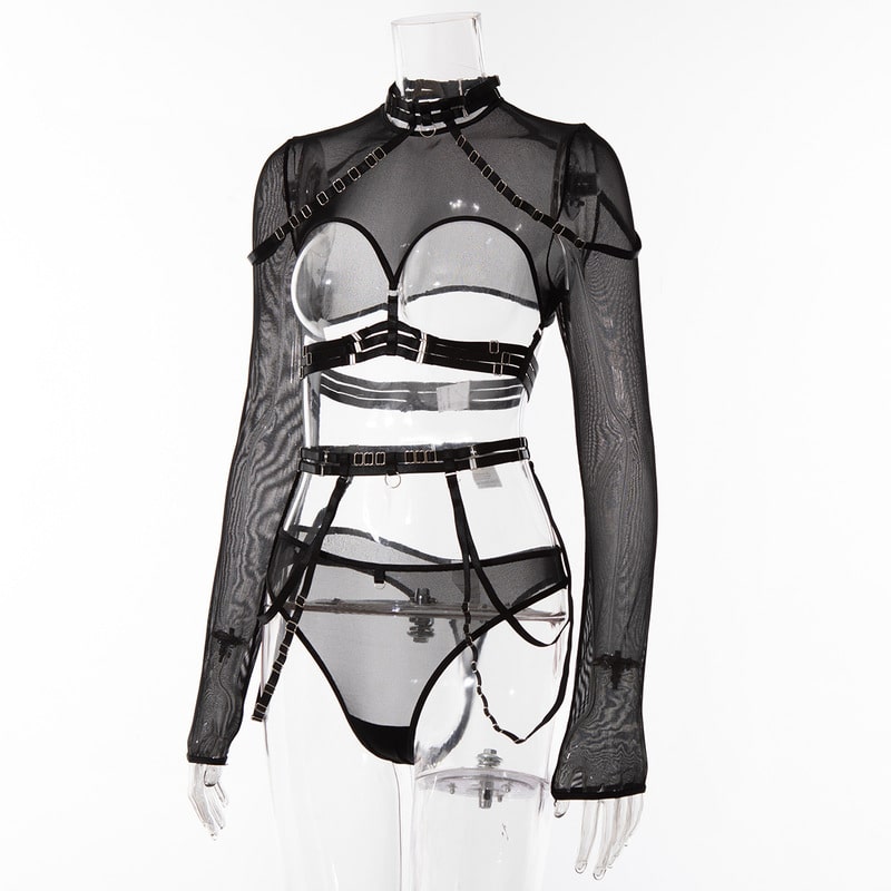 Mesh See-through Sexy Lingerie Set Site View