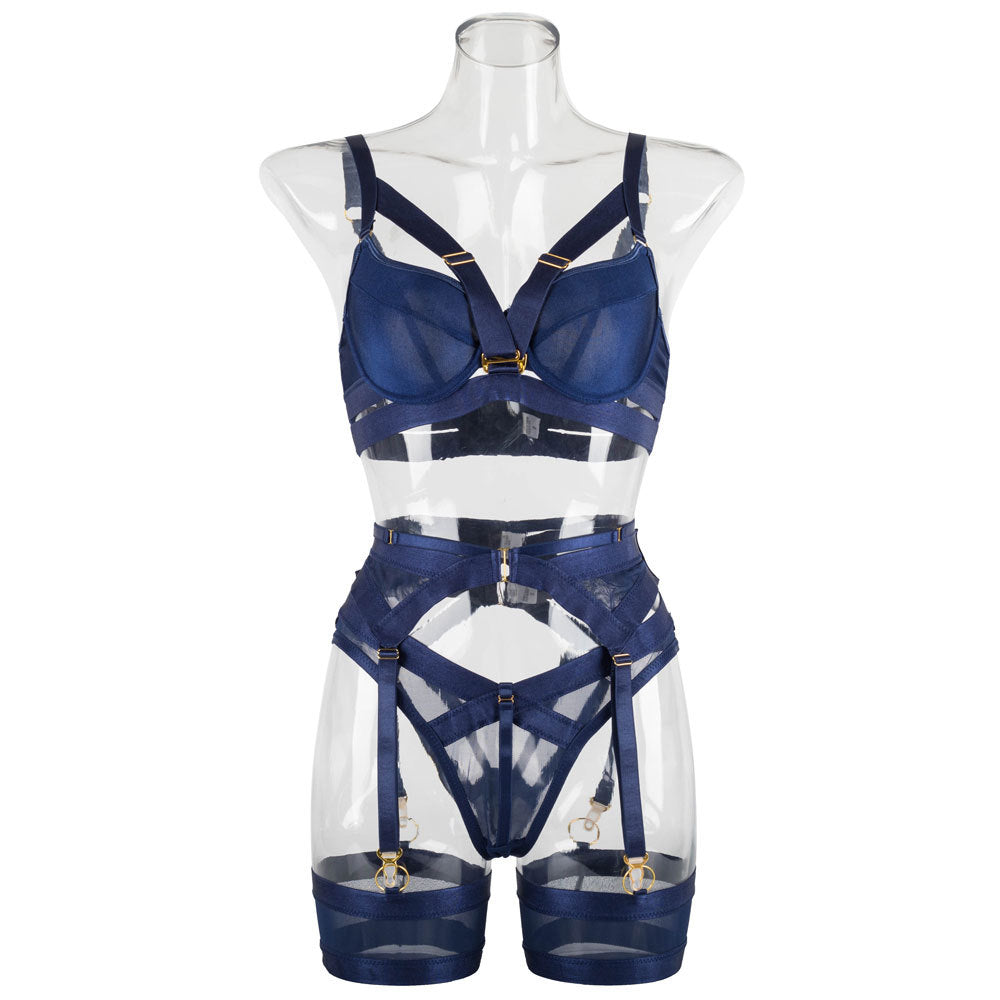 Nautical Charm Push Up Bra and Panties Set Front View