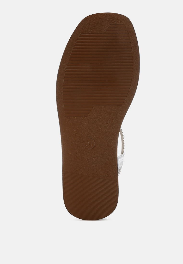 Ridayne Rhinestones Embellished Strappy Flats-4