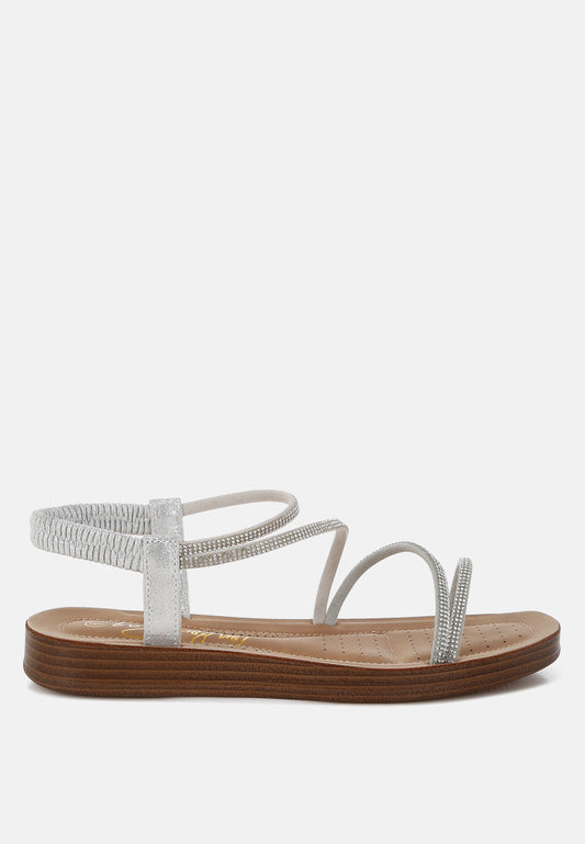 Ridayne Rhinestones Embellished Strappy Flats-0