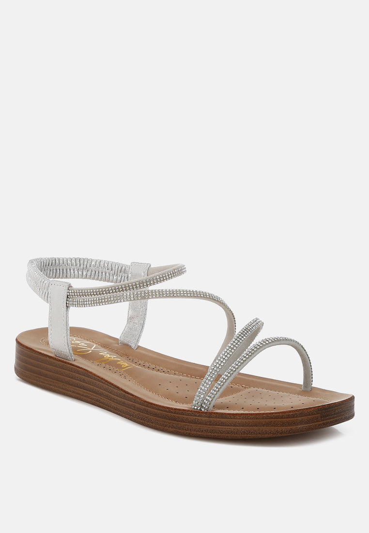 Ridayne Rhinestones Embellished Strappy Flats-1