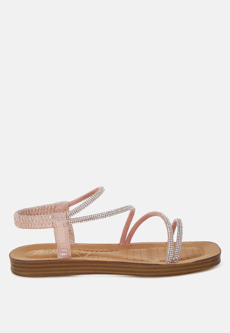 Ridayne Rhinestones Embellished Strappy Flats-5