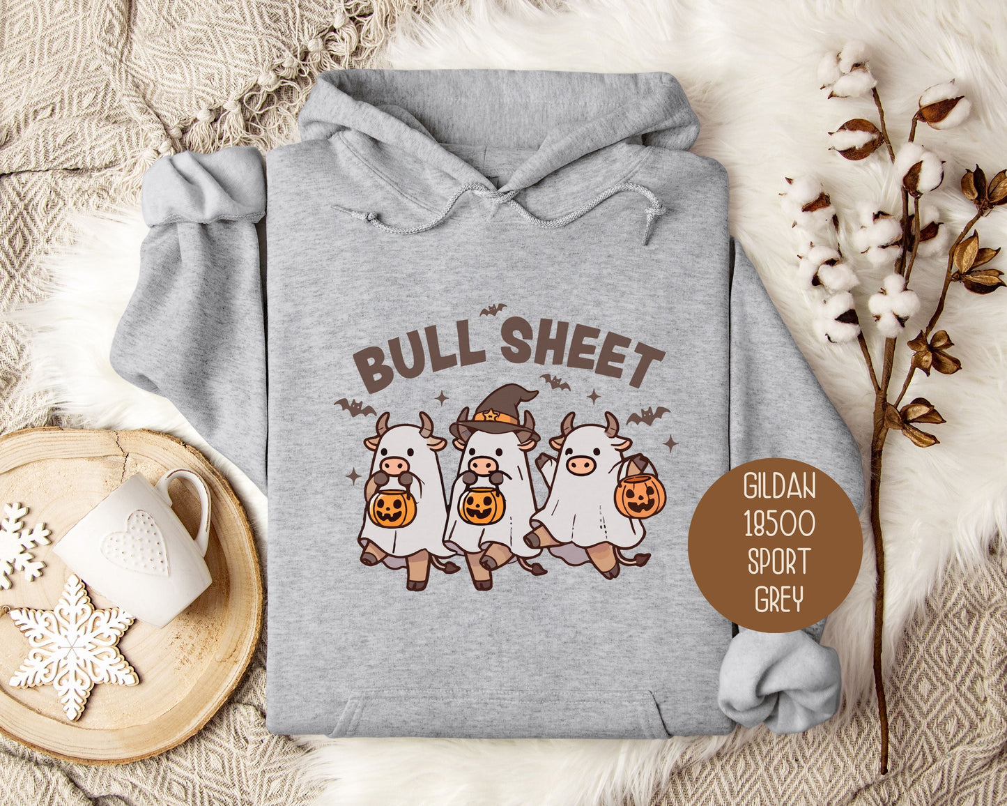 Bull Sheet Cute Ghost Cow Hoodie-4