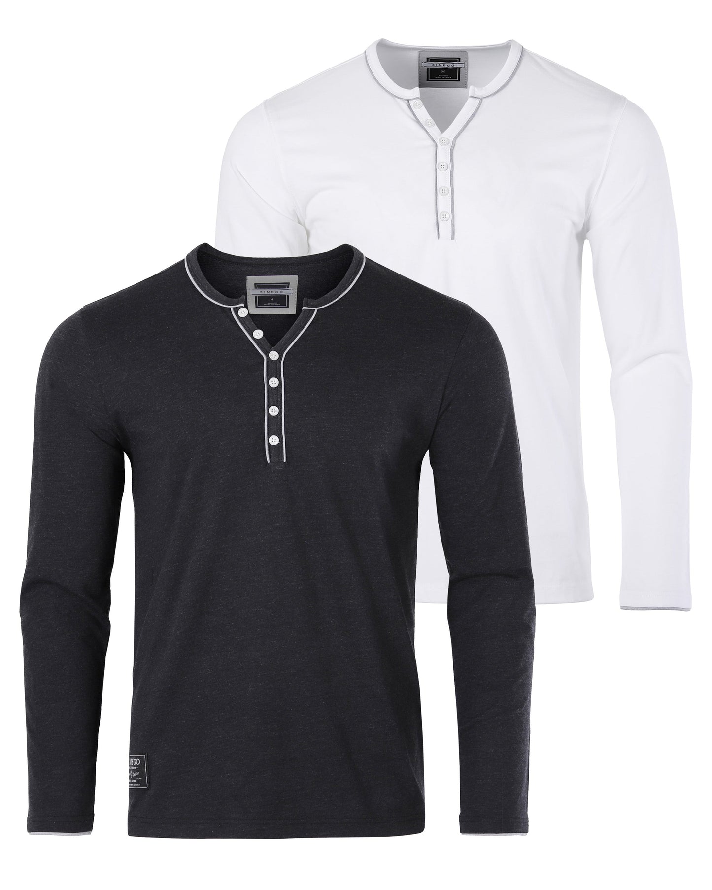 Stretch Long Sleeve Casual Button Henley Fashion Shirts-0