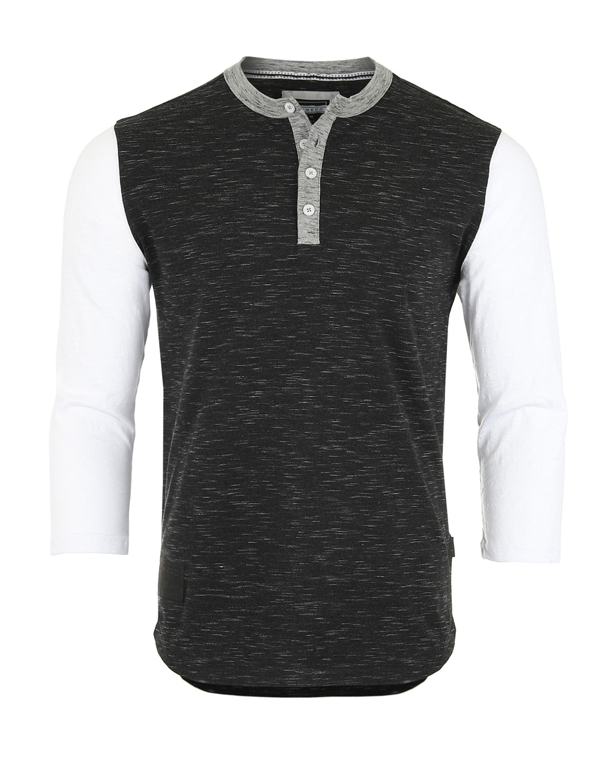 ZIMEGO Men's 3/4 Sleeve Black & White Baseball Henley – Casual Athletic Button Crewneck Shirts-2
