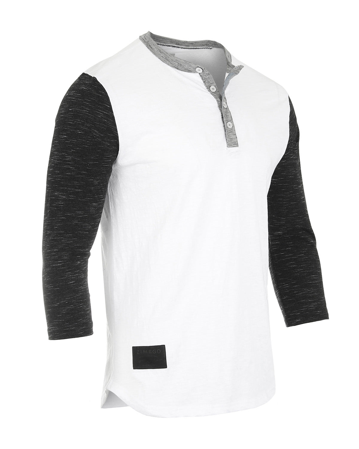 ZIMEGO Men's 3/4 Sleeve Black & White Baseball Henley – Casual Athletic Button Crewneck Shirts-4