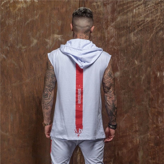 Bodybuilding Stringer Tank Top with hooded Mens Gyms Clothing Fitness Mens Sleeveless Vests Cotton Singlets Muscle Sports vest-7