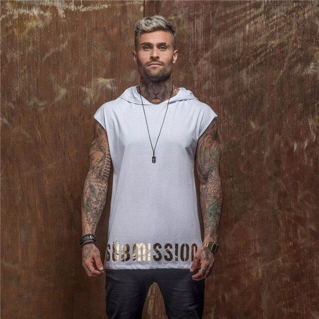 Bodybuilding Stringer Tank Top with hooded Mens Gyms Clothing Fitness Mens Sleeveless Vests Cotton Singlets Muscle Sports vest-15