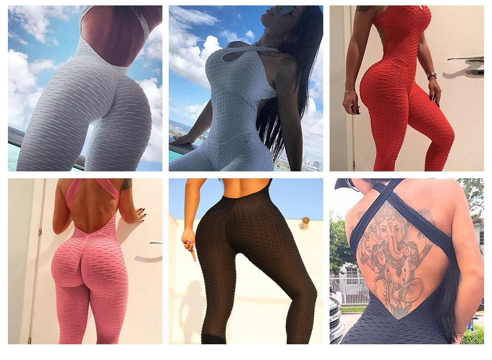 Jumpsuit Sports Women Sexy Halterneck Bodysuit for Workout Fitness Clothing-3