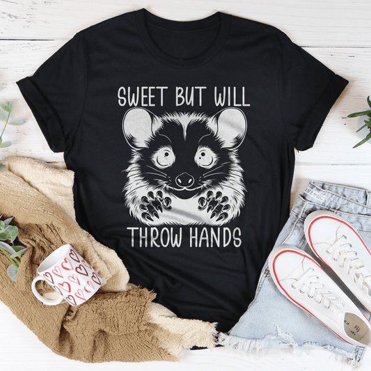 Sweet But Will Throw Hand Tee-0