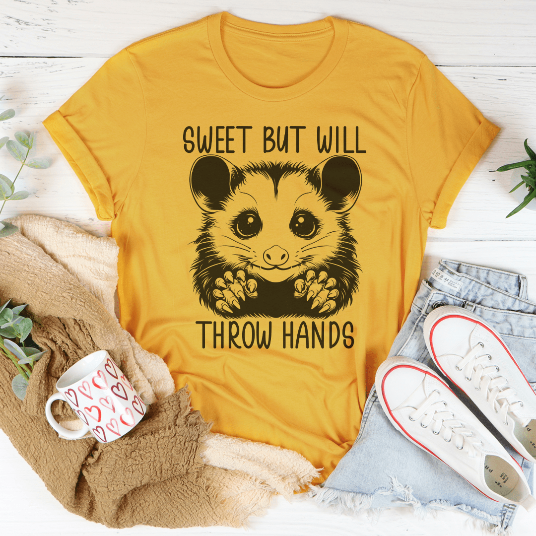 Sweet But Will Throw Hand Tee-1