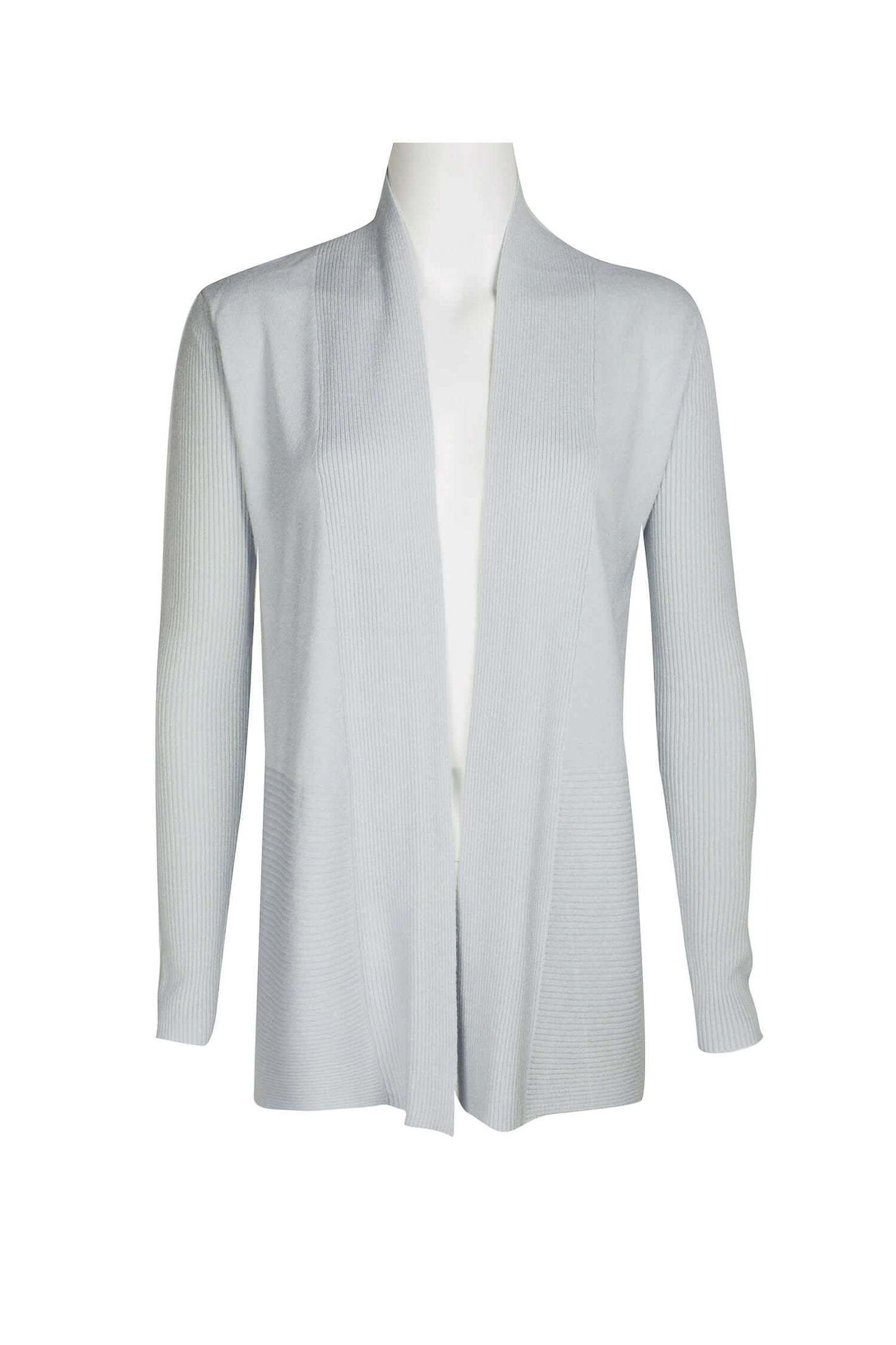 Joan Vass NY Open Front long Sleeve SharkBite Rib Detail Cardigan-5